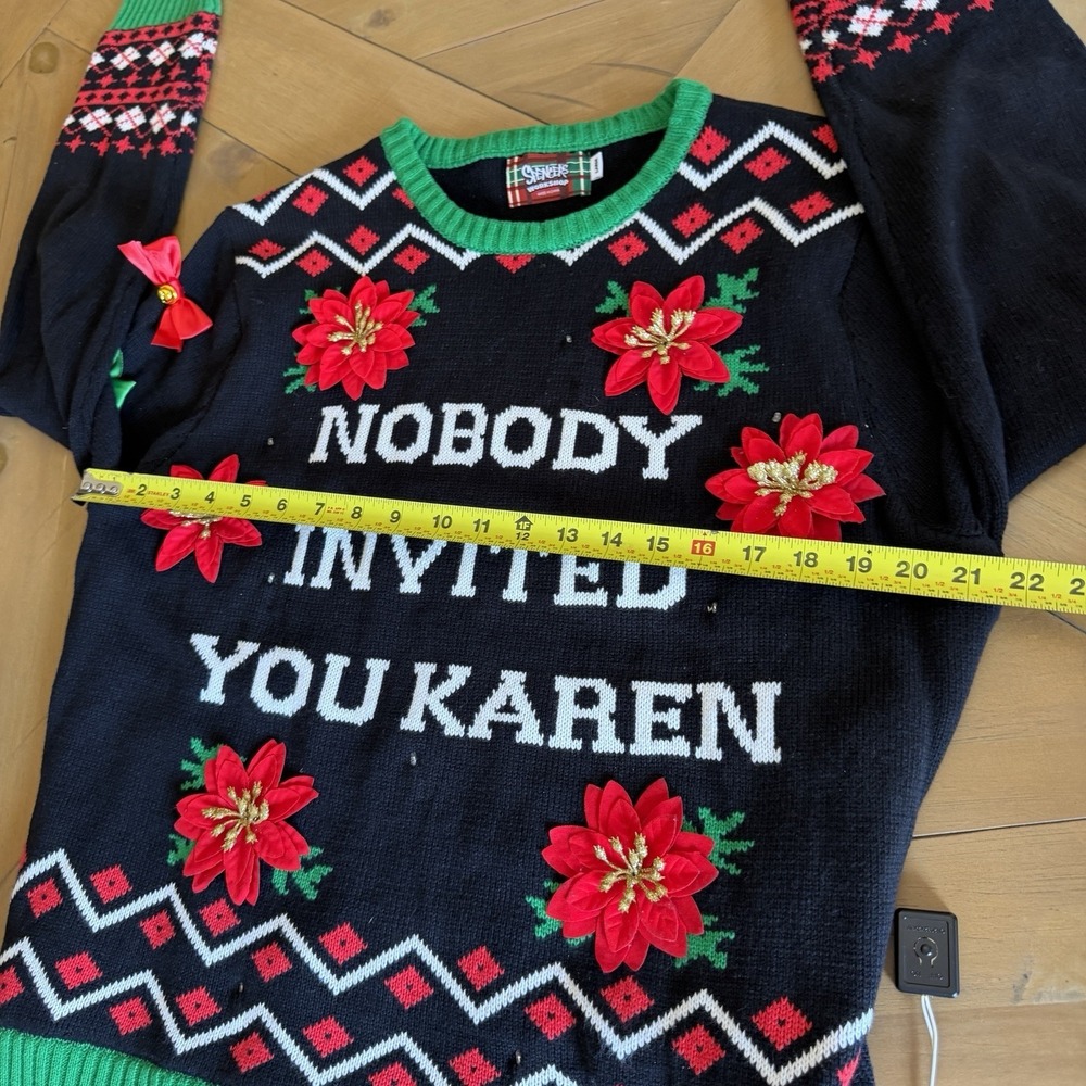 Spencer's Workshop Nobody Invited You Karen Ugly Christmas Sweater Large - Picture 5 of 8